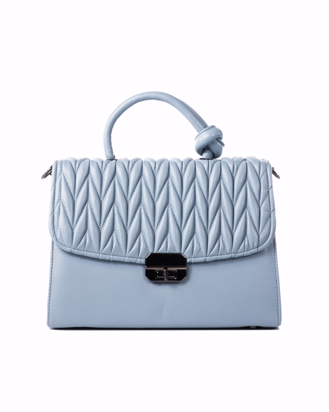 Quilted Top-Handle Shoulder Bag Ice Blue
