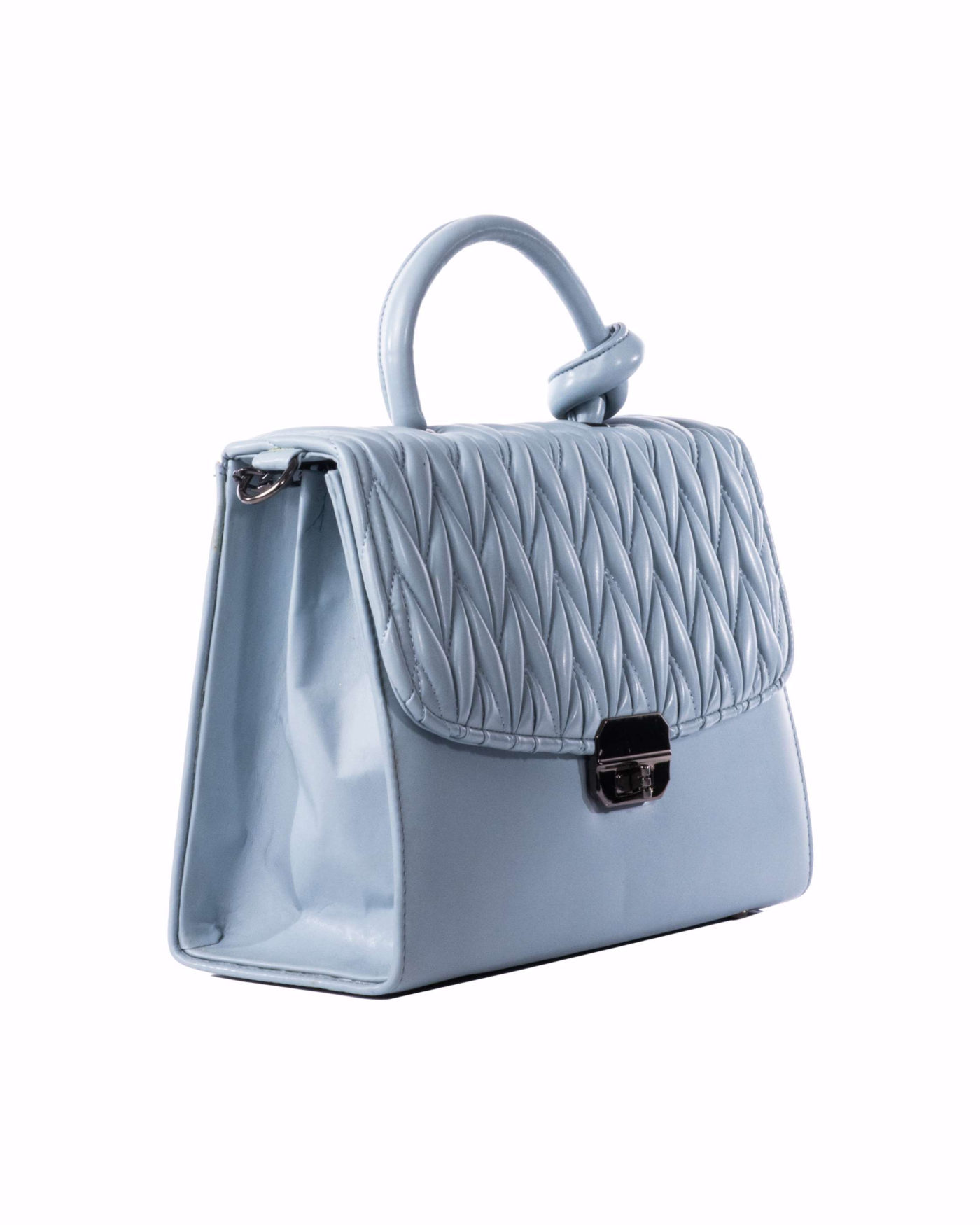 Quilted Top-Handle Shoulder Bag Ice Blue