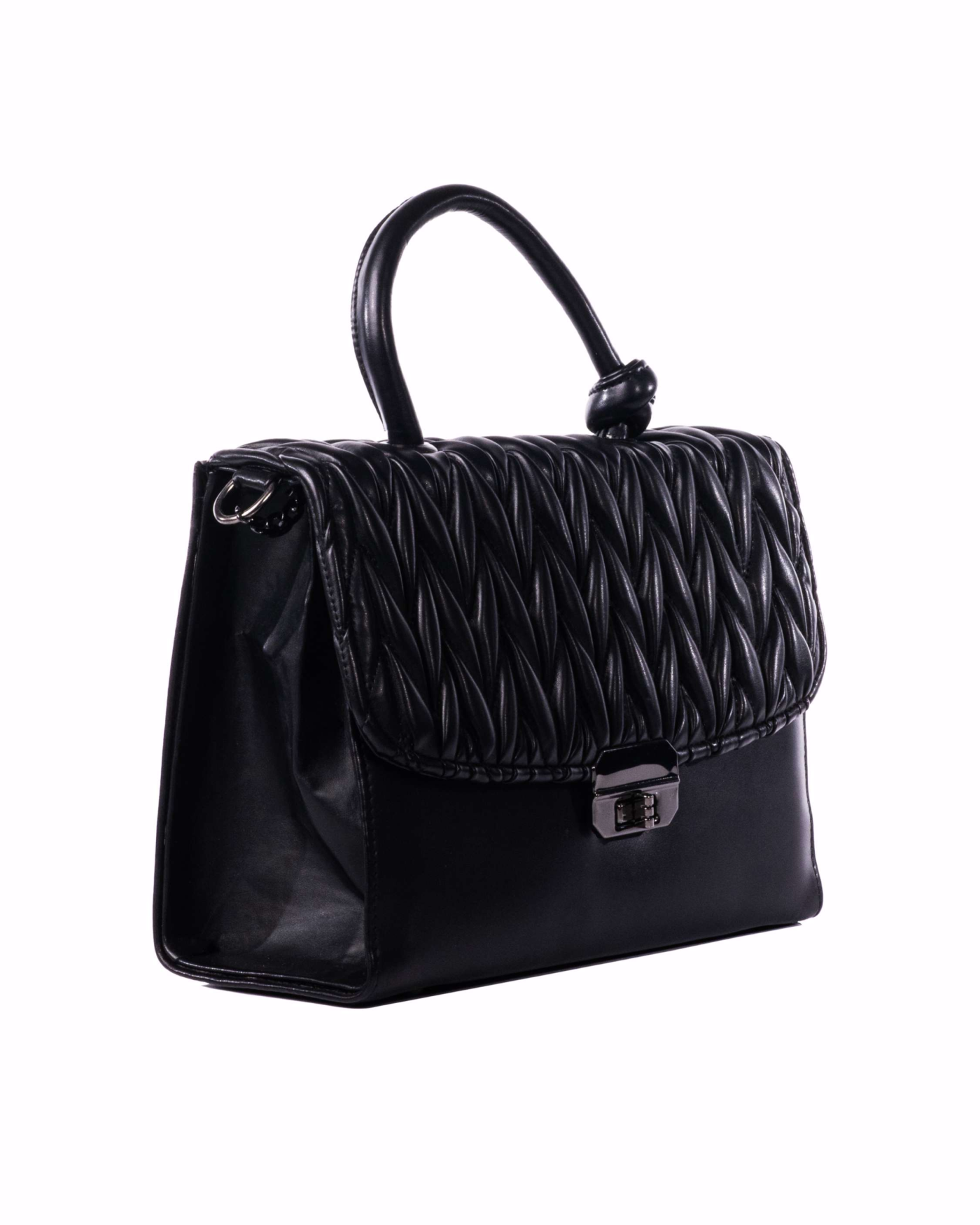 Quilted Top-Handle Shoulder Bag Classic Black