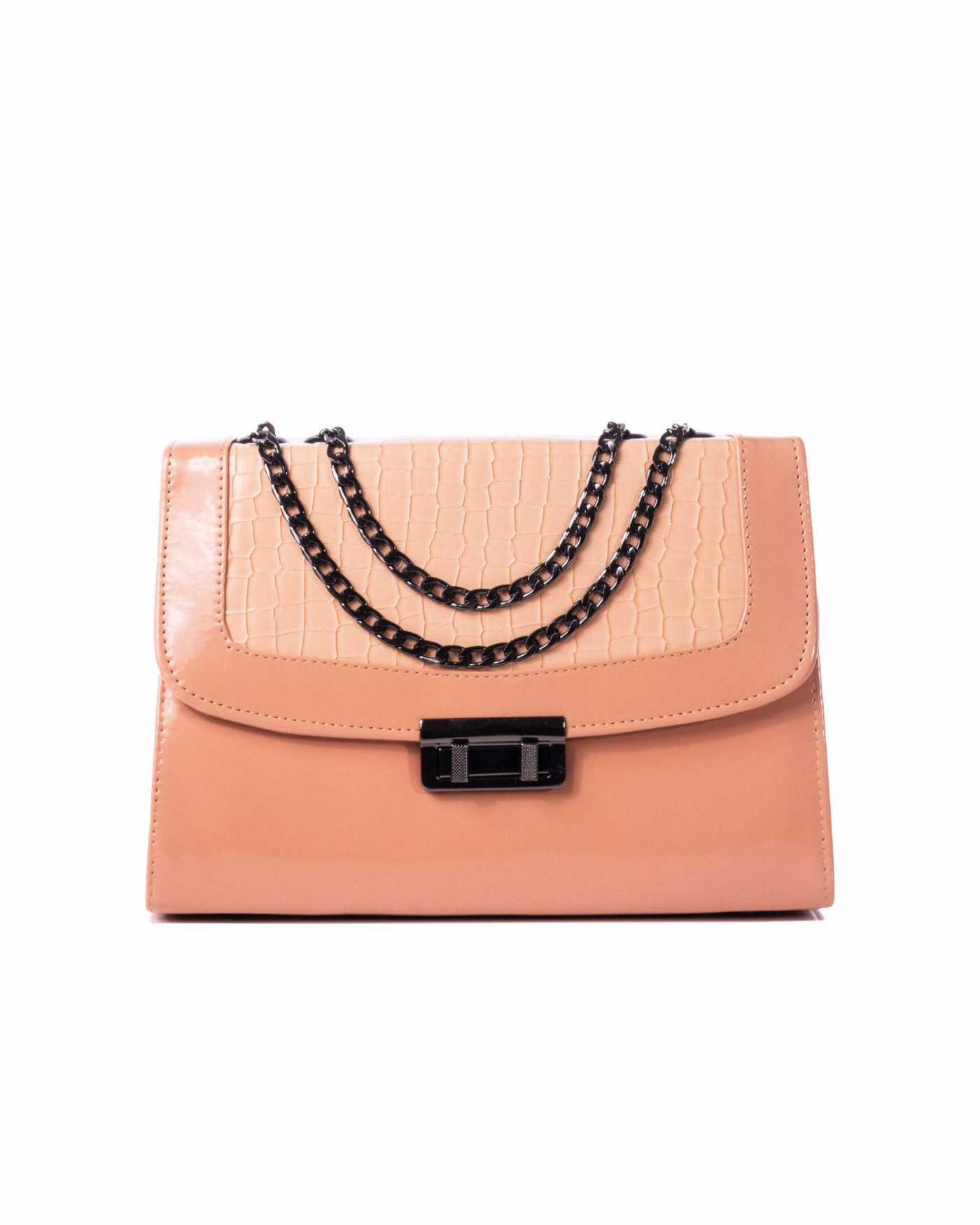 Croc Embossed Shoulder Bag Rose Dust