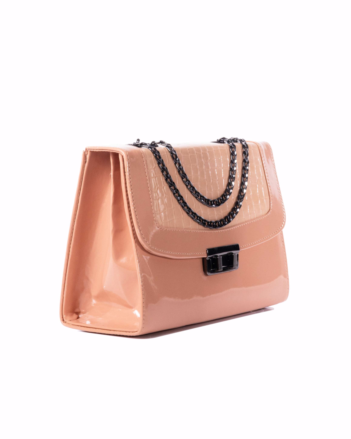 Croc Embossed Shoulder Bag Rose Dust