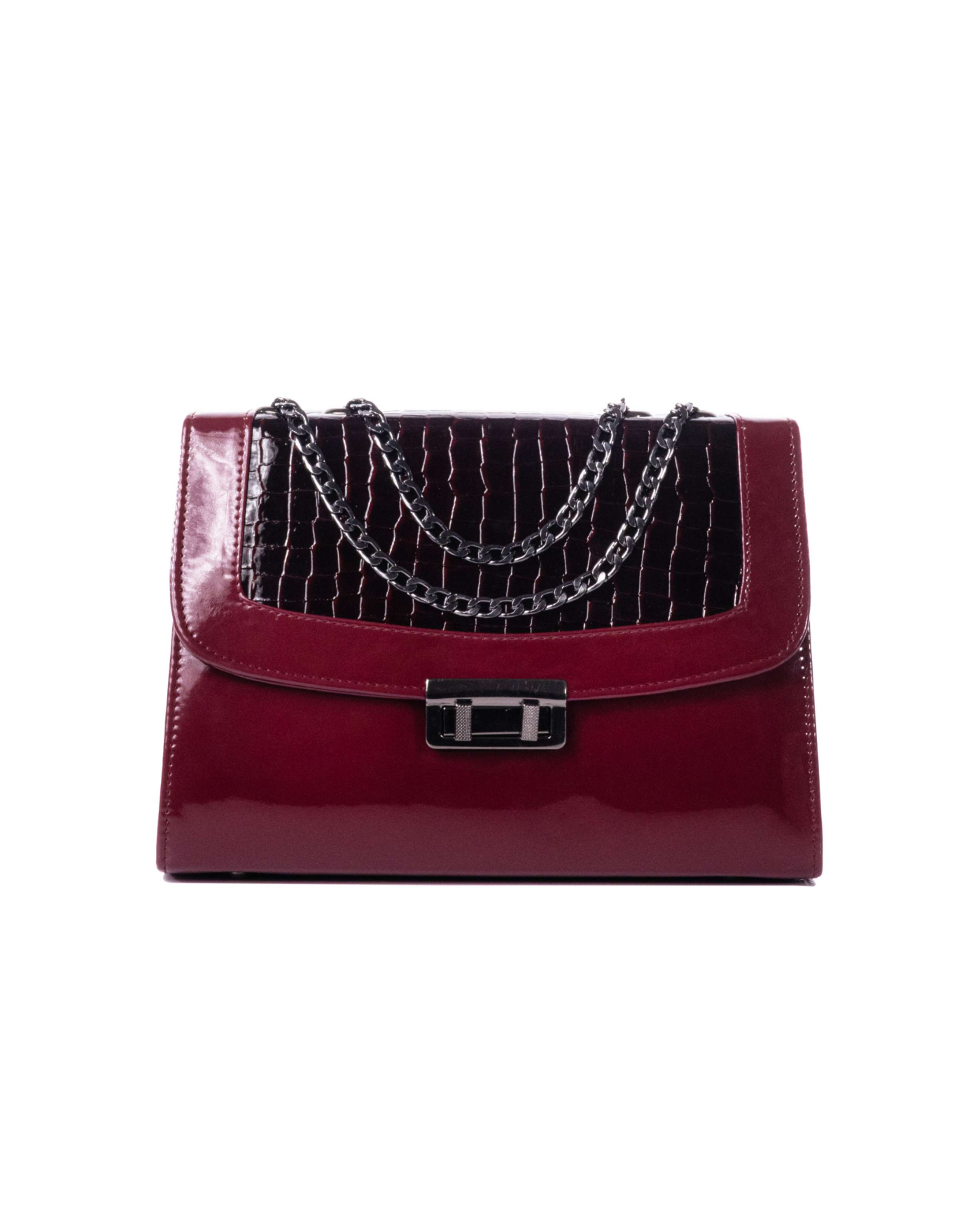 Croc Embossed Shoulder Bag Berry Maroon