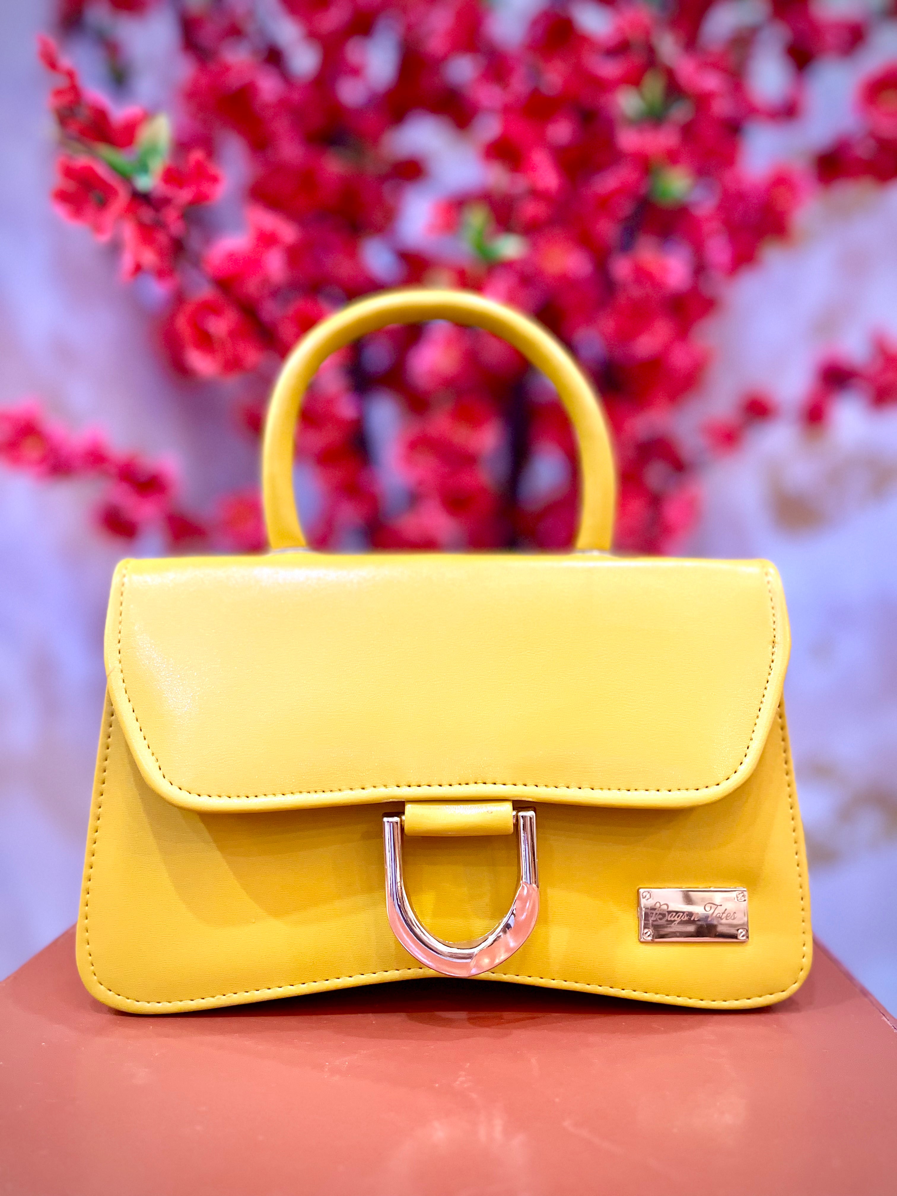 Top-Handle Flap Bag Mustard Yellow