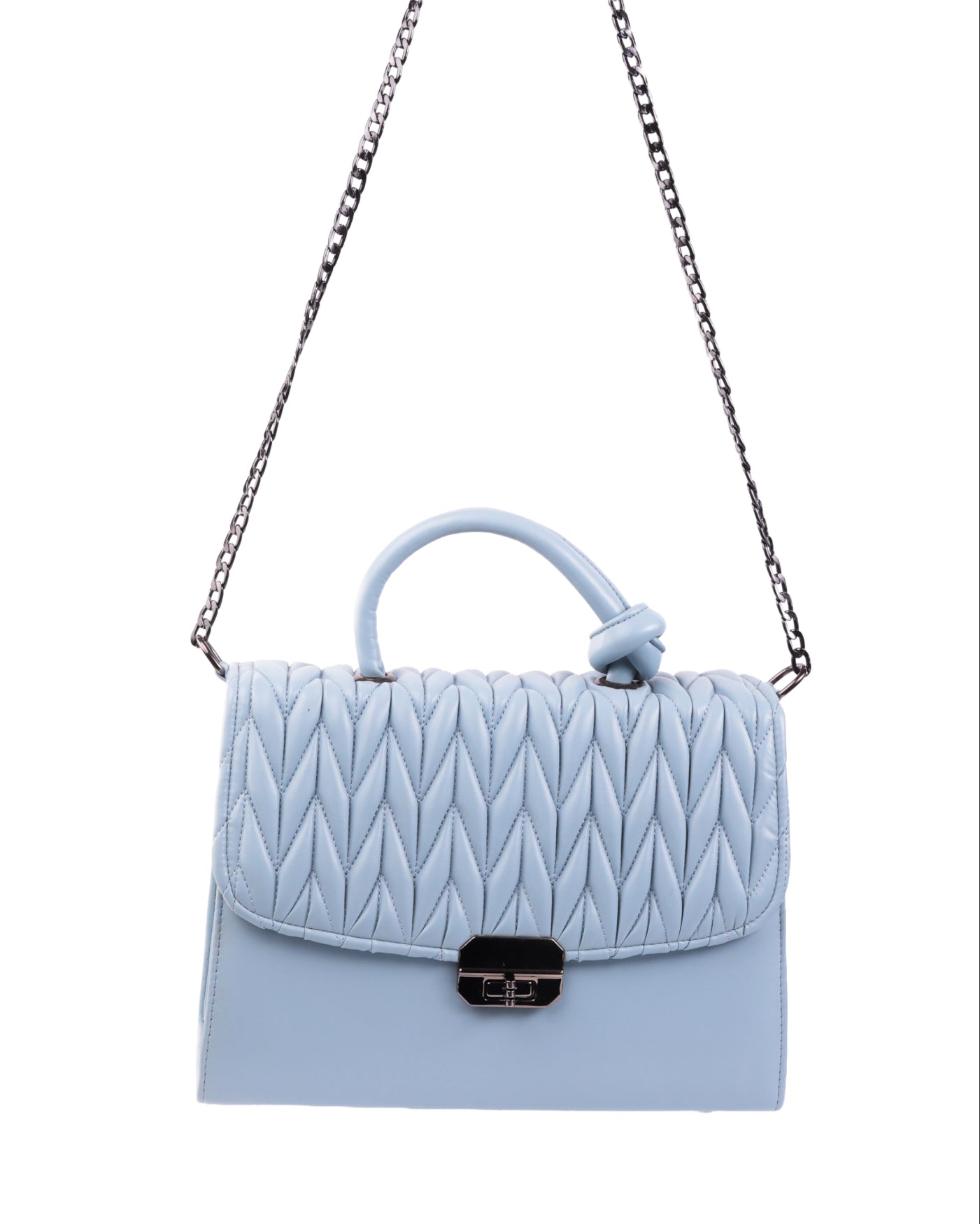 Quilted Top-Handle Shoulder Bag Pearl White