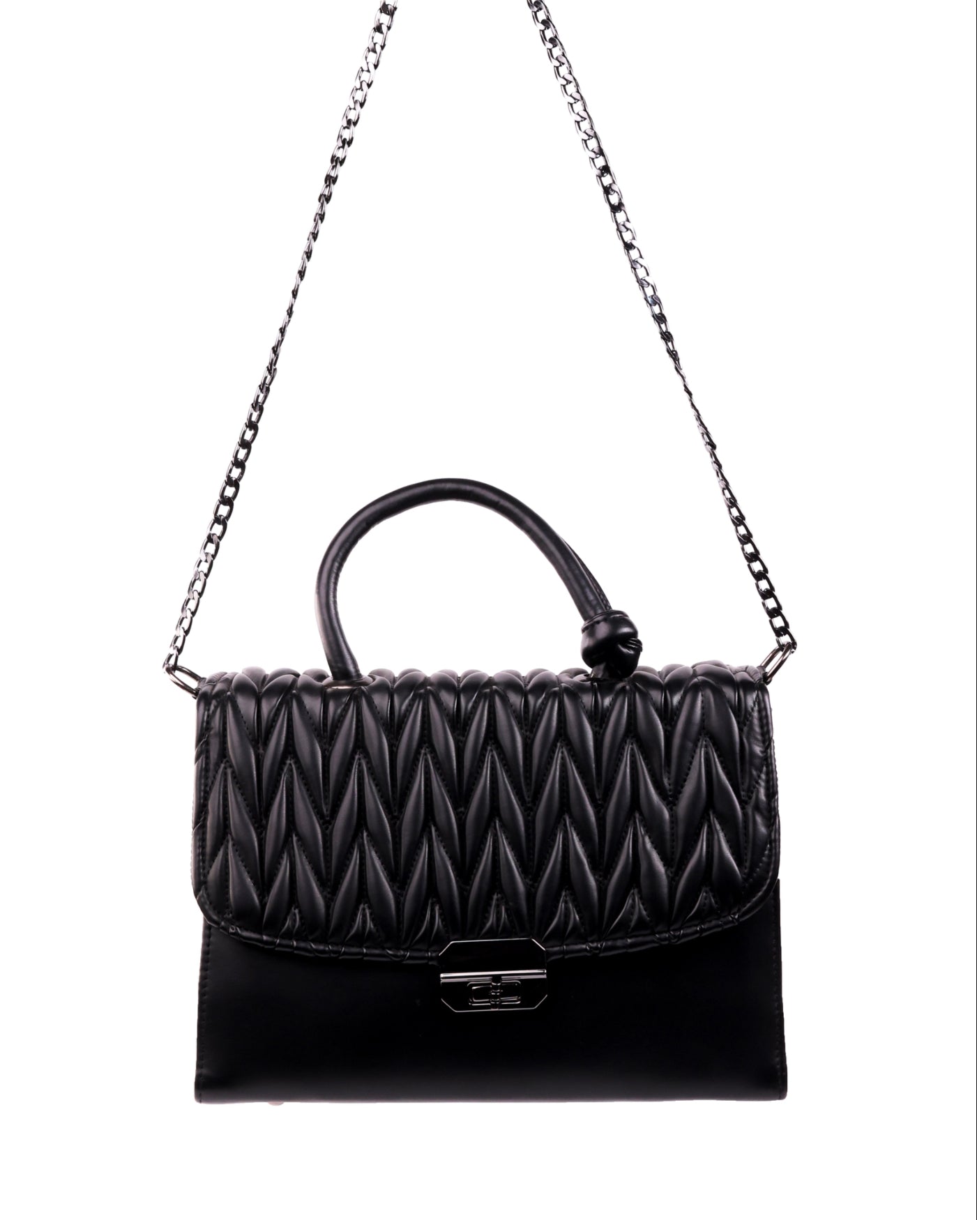 Quilted Top-Handle Shoulder Bag Pearl White